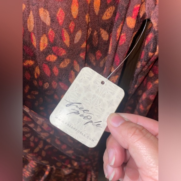 Free People Shayla Wrap Midi Chocolate Combo Dress Size S - Picture 12 of 12